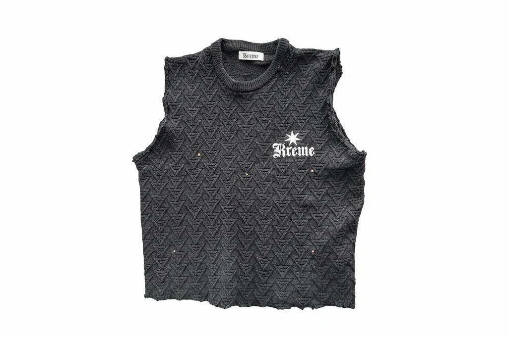 Kreme Vest - distressed oversized 100% cotton knit vest